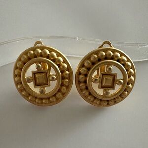 GIVENCHY Vintage Designer Runway Clip-On Earrings Signed